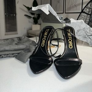 Tom Ford Padlock Leather Sandal Heels